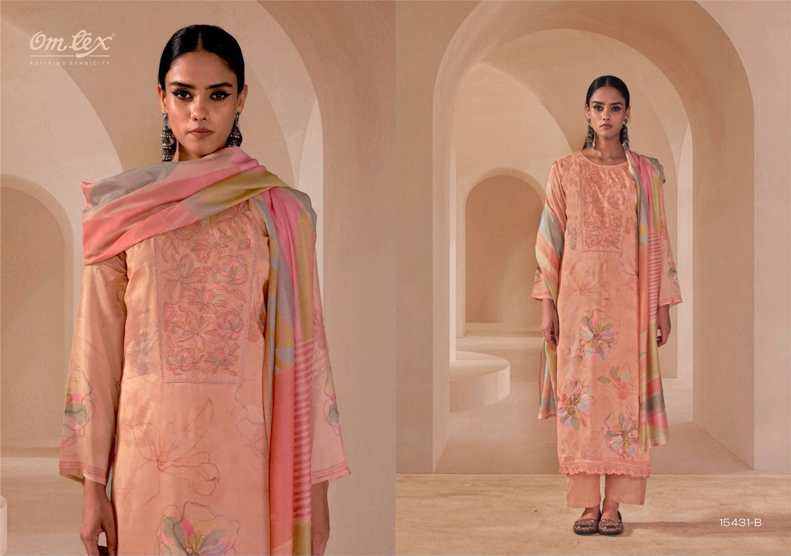 AFSEEN By Om Tex 15431 Series Beautiful Festive Suits Stylish Colorful Fancy Casual Wear & Ethnic Wear Muslin Silk Dresses At Wholesale Price
